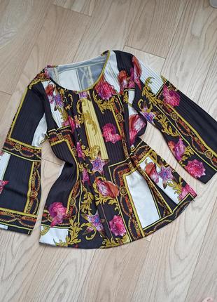Шикарная свободная блуза с широкими рукавами, в принт, 2xl-3xl