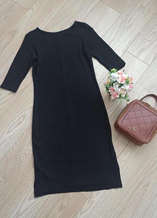 Базовое прямое черное платье, плотное, р.s