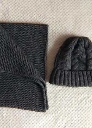 Зимняя шапка и шарф/ набор шапка + хомут