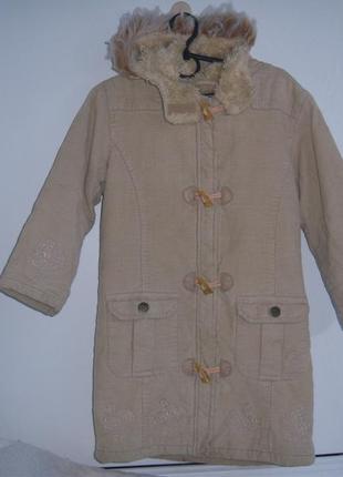 Вельветове пальтечко для дівчинки 6 років на штучному хутрі