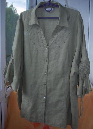 Блуза льняная очень большего размера30-32