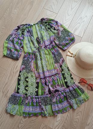 Шифоновое пляжное платье с воланами