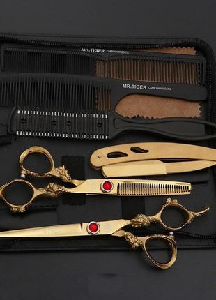 6 дюймов парикмахерские ножницы для стрижки комплект золотой с...
