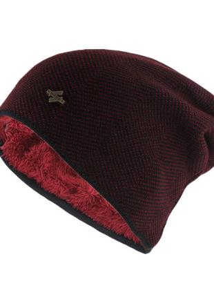 Зимняя теплая шапка HONGHE wine red