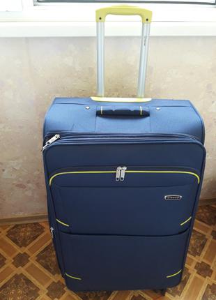 Большой чемодан дорожный Синий на 4 колесах Benzi Польша