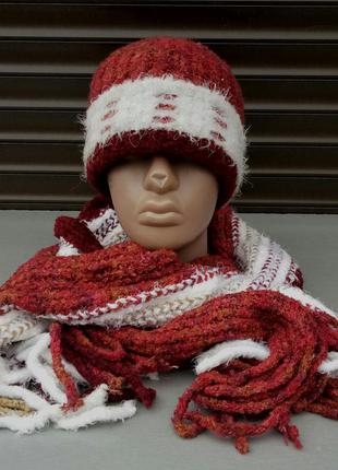 Набір шапка і шарф жіночий напіввовна теплий польща
