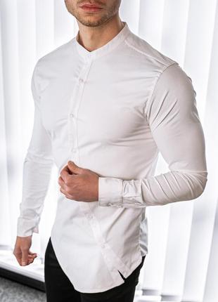 Мужская рубашка белая без ворота