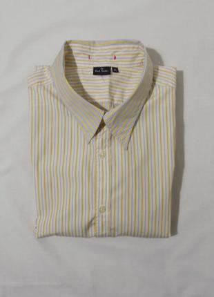 Рубашка под запонки слим желто-серая полоска 'paul smith" 52-54р