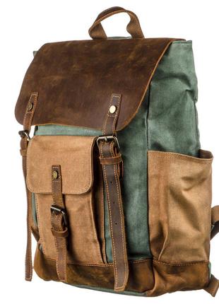 Рюкзак с боковыми карманами canvas Vintage 20112 Светло-серый