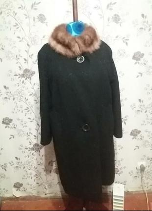 Вовняне пальто з натуральним хутром 54-56 розмір