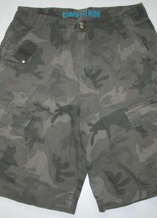 Шорты камуфляжные cargo denim, w30", в поясе 38-40 см. как новые!