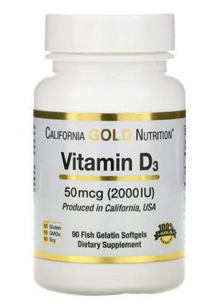 California Gold Nutrition, витамин D3, 50 мкг (2000 МЕ), 90 шт