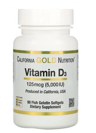 California Gold Nutrition, витамин D3, 125 мкг (5000 МЕ), 90 капс