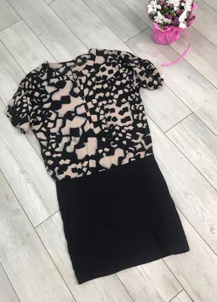 Платье рубашка с стрейчевой юбкой имитирующее юбку и блузу (м)