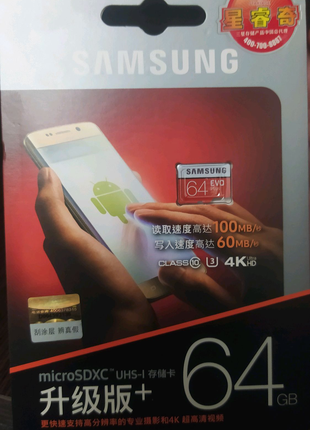 Оригинал
Новая Микро СД карта Samsung Evo Plus 64 gb 4k
Class10