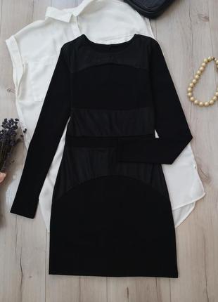 Черное мини платье трикотажное