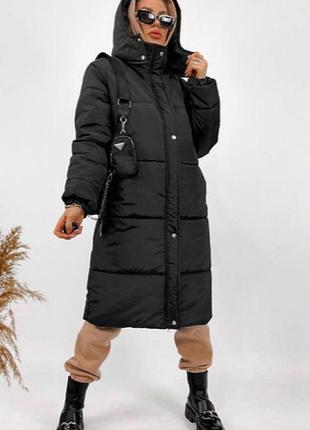 Женская удлинённая зимняя куртка плащевка на силиконе 2 цвета ...