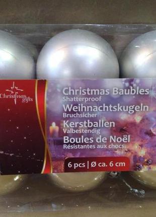 Набор пластиковых елочных шаров christmas gift 6 шт/упак. d 6 ...