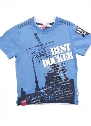 Детская футболка для мальчика голубая  "dock" 92 см (2-3 года)
