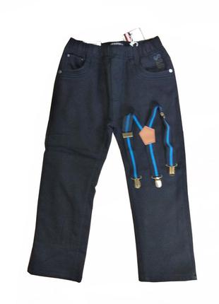 Детские штаны  утепленные для мальчика на подтяжках 98-116 см ...