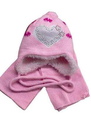 Набор для новорожденных шапка на завязках+шарф 0-3 мес (2 ед) ...