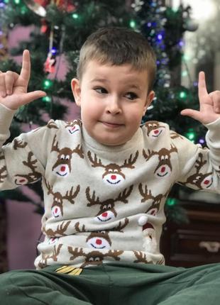 Дитячий новорічний светр/детский новогодний свитер с оленями