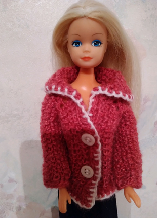 Одежда для куклы Барби - вязаная кафта.