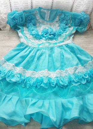 Дитяча, блакитна, ошатна сукня для дівчинки