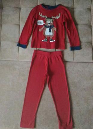 Дитяча піжама M&S, костюм для дому з новорічним принтом 7-8лет