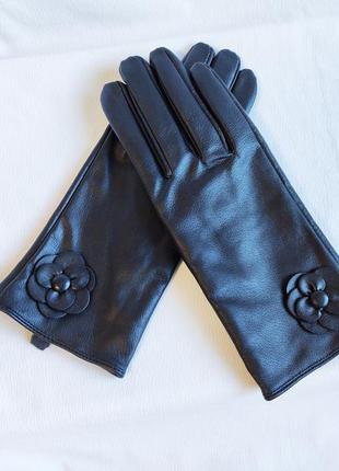 Перчатки женские демисезонные кожаные черные debenhams