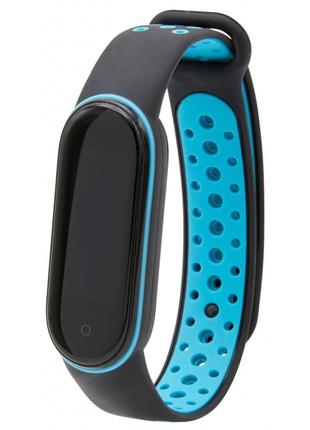 Силіконовий ремінець Nike Sport Mi Band 5/6 Black/Blue (чорний...