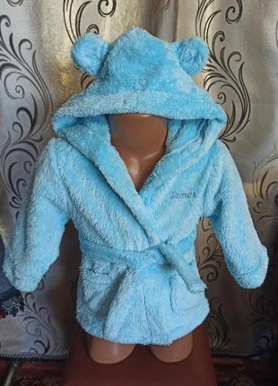 Теплый халат из велсофта для малыша