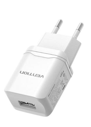 Сетевое зарядное устройство USB 5V 2.1A 10.5W Vention White (D...