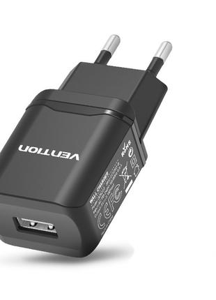 Сетевое зарядное устройство USB 5V 2.1A 10.5W Vention Black (D...