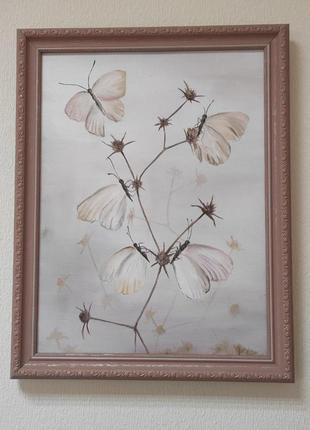 Картина маслом "бабочки" на холсте и в рамке