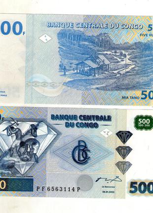 Конго 500 франков 2002 год состояние UNS №240