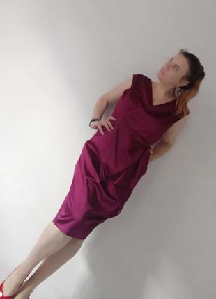 Лиловое атласное вечернее платье, 48/50 размер