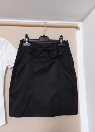 Чёрная юбка с бантом, школьная юбка. размер 122-128
