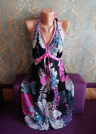 Красивый летний сарафан открытые плечи платье в цветы