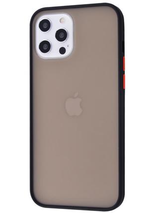 Противоударный матовый чехол для iPhone 13 Pro Max черный бампер