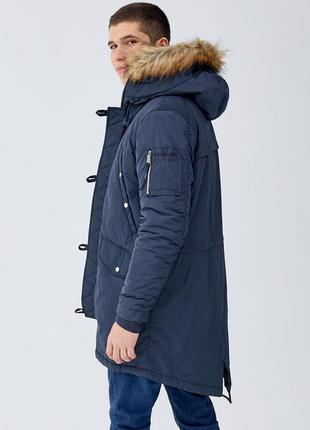 Шикарная тёплая зимняя удлинённая парка с опушкой pull&bear ор...