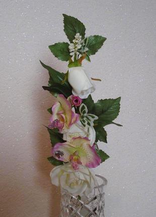 Искусственные цветы букет орхидей с розой