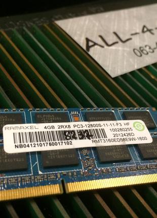 Оперативна пам`ять RAMAXEL DDR3 4GB SO-DIMM PC3 12800S 1600mHz...
