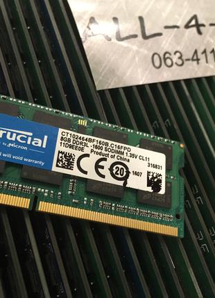 Оперативна пам`ять Crucial DDR3 8GB 1.35V SO-DIMM PC3 12800S 1...