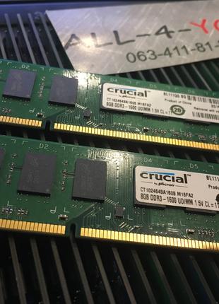 Оперативна пам`ять CRUCIAL DDR3 8GB PC3 12800U 1600mHz Intel/AMD