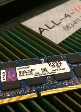 Оперативна пам`ять Kingston DDR3 4GB SO-DIMM PC3 12800S 1600mH...