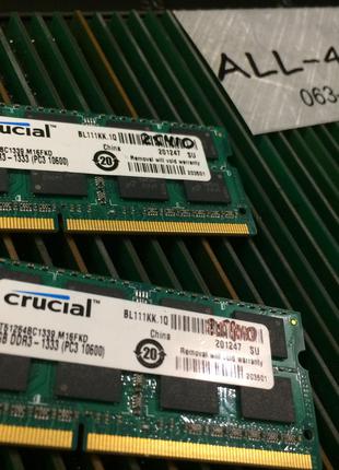 Оперативна пам`ять Crucial DDR3 4GB SO-DIMM PC3 10600S 1333mHz...