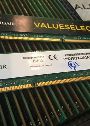Оперативна пам`ять CORSAIR DDR3 4GB PC3 10600U 1333mHz Intel/AMD