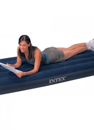 Велюровий односпальний матрац Intex 64756 191x76x25 см Синій