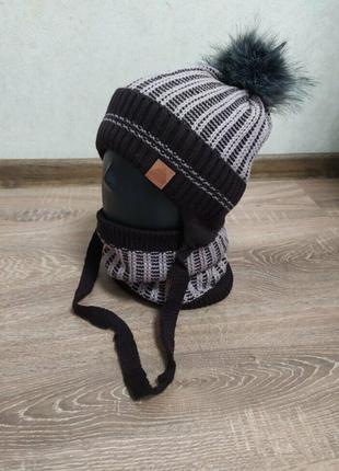Зимний набор шапка с хомутом 52/54 размер